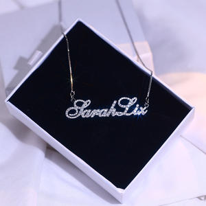 <span class=keywords><strong>Collana</strong></span> con <span class=keywords><strong>nome</strong></span> Moissanite alla moda personalizzata 925 collane con diamanti con targhetta in <span class=keywords><strong>argento</strong></span> massiccio per le donne gioielleria raffinata - Product Image 3