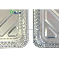 Conteneur rectangulaire à emporter de qualité alimentaire de 12.5 pouces, plateau en aluminium, emballage à emporter, boîte à lunch en aluminium, boîte en aluminium avec couvercle