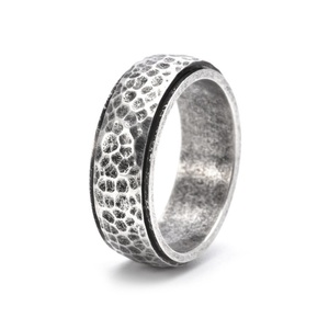 Viking Trendy Gold Hammered Damascus Knocker <b>Rings</b> Stainless Steel Tungsten Wedding Jewelry for Men and Women Gift for <b>Couples</b> - Product Image 1