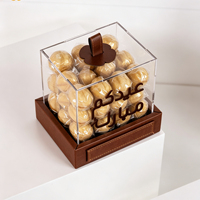 Mini boîtes carrées pour chocolats et dattes, boîtes de luxe en acrylique transparent pour chocolats et bonbons, emballage cadeau pour l'Aïd et les mariages avec poignée en cuir