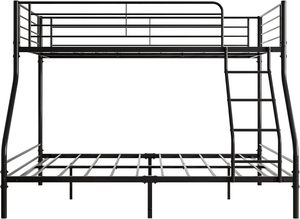Endüstriyel Modern Tarz Ağır Hizmet Tipi Metal Ranza Yatak, Yan Merdivenli Güvenlik Korkulukları ile, Yaylı Yatak Gerektirmez (Siyah-3) - Product Image 6