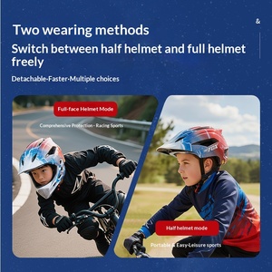 Casco Deportivo Integral con Espejo para Niños BATFOX, para Bicicleta, Patinaje sobre Ruedas, Protector de Barbilla Anticolisión, Diseño de Dibujos Animados para Niños - Product Image 3