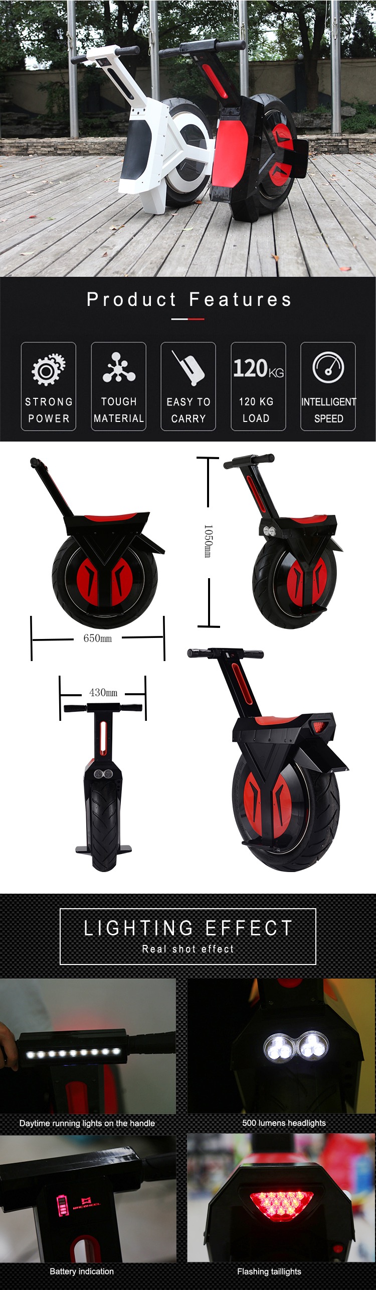 TERATREC SelfBalancing OneWheel Electric Unicycle Scooter ElectriRide