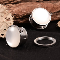 Evorte Custom 0g 1g DIY, dilatateurs d'oreille en acier inoxydable blanc, plug, tunnel, expander, stretcher, bijoux de corps