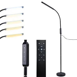 Modern Flexible Gooseneck Dimmable Standing Funky Floor Lamp Reading Lamp 2-in-1 Silicone 5 Color Temperature Floor LED Light