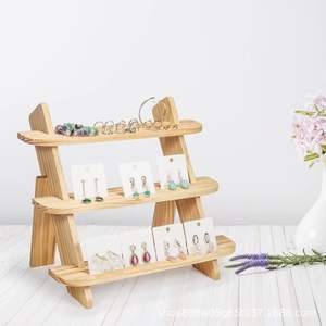 Wooden Multi Tier <b>Shelf</b> 3 Floors Standing Type Eco Friendly Storage <b>Rack</b> For Home Organization Retro Color Rectangle Shape - Product Image 4