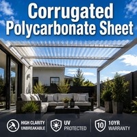 Plaque de polycarbonate ondulée haute clarté, protégée contre les UV, incassable, pour toit ouvrant trapézoïdal, garantie 10 ans