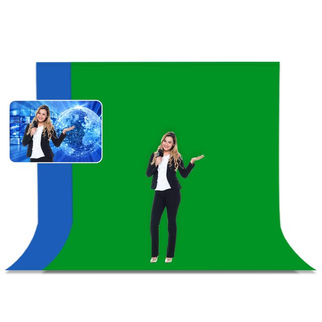 YEAH 3*1m, 3*2m, 3*3m, 3*6m Dual-Sided Blue Green Backdrop Screen Chroma Background for Product Photography, Video Shooting