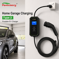 Chargeur EV portable 3,5 kW 16A Type 2 230Vac monophasé, courant réglable, RCD, écran LCD, avec câble de 5 m pour une utilisation à domicile ou au garage