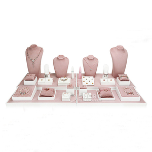 Wholesale Custom <strong>Pink</strong> White <strong>Jewellery</strong> Display Trays Jewelry Display Stand <strong>Set</strong> - Product Image 4