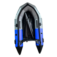 Bateau pneumatique gonflable 235 cm pour 2 personnes, 2+1 compartiments, PVC 0,9 mm, plancher en aluminium, compatible avec moteur hors-bord 4 CV