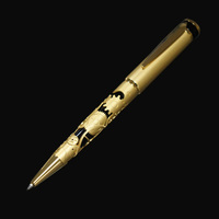 Stylo bille classique haut de gamme en métal doré gravé CNC JR4202, recharge Parker, encre noire 1,0 mm, clip à ressort à engrenage creux