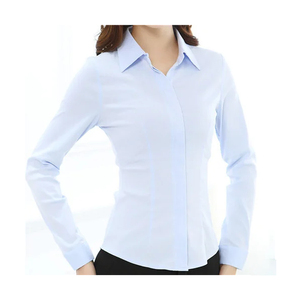 Haut de gamme qualité femmes bureau chemise sans pli Vintage bouton décoration polyvalent Blouses hauts pour les affaires quotidiennes porter devant - Product Image 1