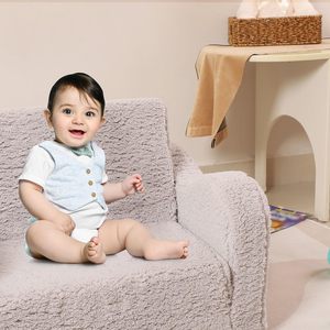 Children's Folding <b>Sofa</b> Grey Foldable Nap Chair Reading Corner For <b>Kids</b> Age 2 And Above - Product Image 3