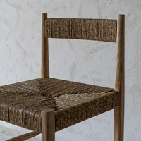 Chaise de bar en bois massif de style médiéval français, avec un design créatif en osier tressé, chaise de salle à manger silencieuse et élégante