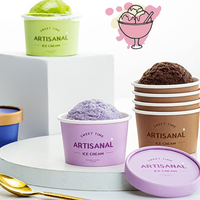 Gobelets en papier personnalisables pour fêtes d'anniversaire d'enfants, motifs fantaisie, pour crème glacée et chocolat, avec cuillères et couvercles