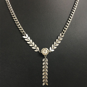 Frangia di grano collana per le donne in acciaio al titanio non sbiadisce la moda catenaria ciondolo catena clavicola - Product Image 6