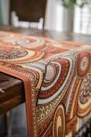 Chemin de table en polyester Jacquard à glands de fleurs, style bohème géométrique, style rétro, chemin de table de luxe