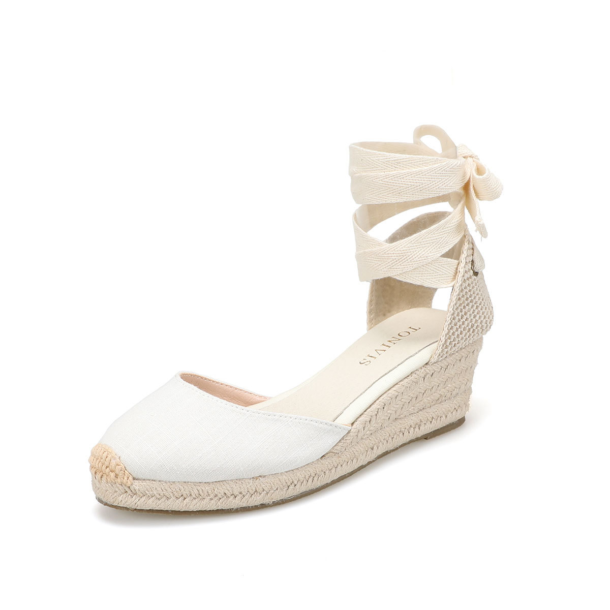 5cm wedge linen white