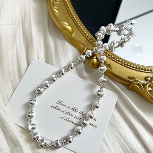 สร้อยคอเงินแท้ 925 ลูกปัดทรงกลมสำหรับผู้หญิงใส่ได้ทุกวัน - Product Image 1