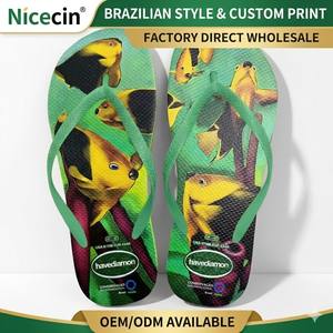 Brazilian Style Rubber <b>Flip</b> <b>Flops</b> Custom Heat Transfer Print Hawaiian Design Summer <b>Beach</b> Slipper OEM Factory Wholesale - Product Image 1