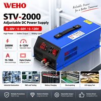 Alimentation électrique CC réglable 120V 16.5A 2000W, sortie haute puissance, protection contre les surtensions, unité d'alimentation de laboratoire pour tests sur poste de travail