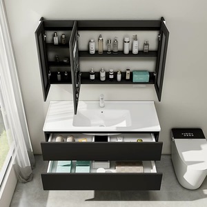 Mobile <span class=keywords><strong>Bagno</strong></span> con Lavabo Integrato in Ceramica, Stile Moderno e Semplice, Combo Mobile e Lavandino per <span class=keywords><strong>Bagno</strong></span> - Product Image 3