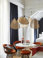 Nouvelle vente : Lustre rustique décoratif en rotin et osier, luminaire suspendu en bambou tressé pour cuisine et salle à manger