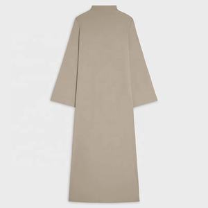 Özel işlemeli Logo müslüman kadınlar <span class=keywords><strong>Maxi</strong></span> Jersey elbise tam boy düz renk yüksek boyun kadınlar müslüman mütevazı elbiseler - Product Image 4