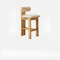 Chaise de relaxation style crème, tabouret haut rembourré, tabourets de bar de designer en bois massif avec revêtement en peau d'agneau de qualité supérieure