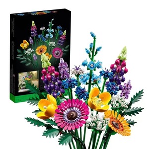 Set Bouquet di Fiori Selvatici 40 Pezzi, Fiori di Plastica, Papaveri, Lavanda, Gioco di Costruzione, Tema Paesaggi, Artigianato per Adulti - Product Image 1