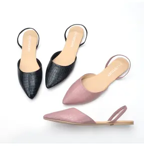 2024 dalam stok batu pola musim panas ujung runcing tali pergelangan kaki Sandal wanita Tuang Femme sepatu Sandal datar wanita