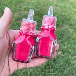 Botol Plastik Lucu Khusus Merah Muda Terang Merah Muda Bening Lipstik Cair Lip Gloss Wadah Tabung