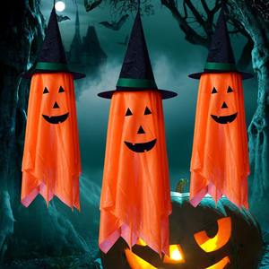 Decorazione di Halloween con ciondolo di zucca carino cappello da mago decorazione per locali graziosi oggetti di scena per festa fantasma appesi - Product Image 1
