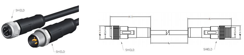 Angled Straight M12 Waterproof Connector Male To Male A B D Coded Pa66 Screw