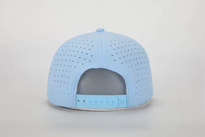 Yeni Moda Özel Kauçuk PVC Yama Logolu 5 Panel Su Geçirmez Polyester Spor Golf Şapkası Lazer Kesim Delikli Baba Şapkası İpli Beyzbol Şapkası - Product Image 4