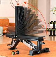 Banc de musculation multifonctionnel pliable et réglable à 10 positions inclinables/plans pour entraînements avec haltères et barres