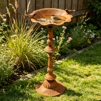 Support de bain d'oiseaux rétro en fer forgé fait main de qualité supérieure pour pot de fleurs de cour, ornement de jardin extérieur vintage
