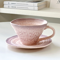 Magnifique ensemble tasse et soucoupe en céramique britannique vintage effet four, idéal pour le café ou le thé au bureau, en stock