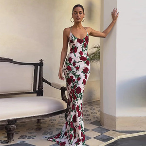 ชุดราตรีกระโปรงยาว สายเดี่ยว เปิดหลัง คอลึก ทรงวี พิมพ์ลาย ระบายอากาศได้ดี เอวธรรมชาติ - Product Image 2