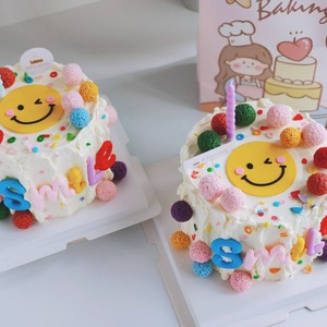 Décoration de gâteau au miel et à la douceur, visage souriant en acrylique, lot de 6 pièces, pour fête d'anniversaire, style Instagram coloré - Product Image 2