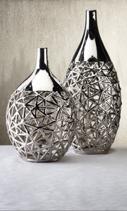 Florero decorativo hecho en aluminio fundido con acabado de bronce, florero de Metal para decoración del hogar - Product Image 2