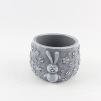 Pot de fleurs en ciment design lapin pour plantes vertes, décoration de serre intérieure et de bureau, vente en gros