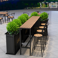 Ensemble table et chaises d'extérieur multifonctionnel de style minimaliste moderne pour salon de thé, bar, jardin, cour - Table haute