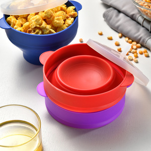 Zeitgenössische Faltbare Silikon-Popcornschale mit Klappdeckel Hitzebeständig Ofenfest Mikrowellengeeignet Camping-Küchenutensil Wiederverwendbar - Product Image 2