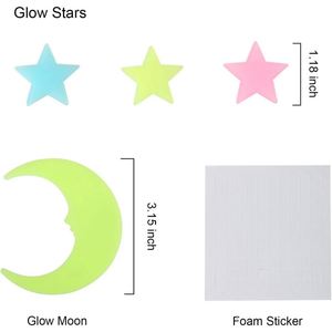 100 pièces/ensemble d'autocollants muraux en plastique fluorescent en forme d'étoiles lumineuses pour la décoration de plafond et de murs lors de fêtes et festivals - Product Image 2