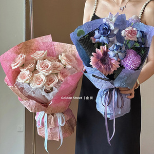 Handmade Elegant Floating <strong>Dyeing</strong> Design Paper Flower Wrapping Paper High-Grade New Material Hand-Rubbed Ink Coated Craft Paper - Product Image 2