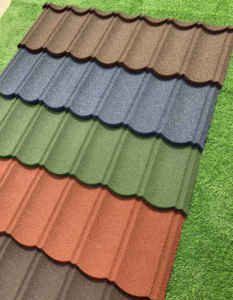 Azulejo romano moderno, azulejo de techo de metal recubierto de <span class=keywords><strong>pizarra</strong></span> de color, techo refractario impermeable duradero para apartamentos, casas, escuelas - Product Image 4