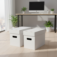 Boîtes d'archives robustes, durables, portables, en carton ondulé, avec logo personnalisé, laminage mat, doublure en éponge, revêtement UV