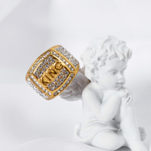 Nhẫn nam mạ vàng 18K, chất liệu thép titan chống nước, khảm đá pha lê, kiểu dáng thời trang Hip Hop, thích hợp cho tiệc tùng và kỷ niệm. - Product Image 5